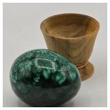 Rare Malachite Egg Stone w/stand