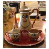 Hand Painted Anthropomorphic Gingerbread Tea Set