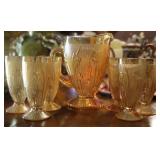 Jeannette Glass Iris & Herringbone Carnival Set