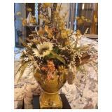 Greek Style Glazed Vase w/ Autumn Flowers