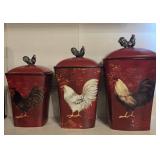 3pc Certified International Rooster Canister Set