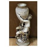 Greek Style Chalkware Maiden Holding Vase Statue
