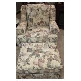 Traditional Floral Arm Chair w/ Ottoman
