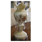 Victorian Amber Satin Glass Luster Lamp #1