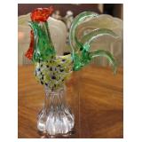 Murano Style Confetti Glass Rooster
