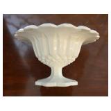 Milk Glass Pedestal Compote w/ Scalloped Rim