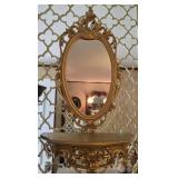 Ornate Gilded Wall Hanging Mirror & Shelf