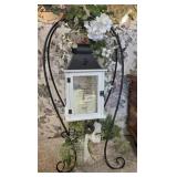 Memorial Lantern Set on Curved Iron Stand