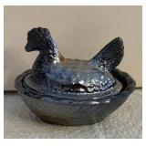Miniture Fenton Art Glass Carnival Hen on Nest