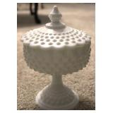 Fenton Hobnail Milk Glass Pedestal Compote