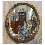 Antique Ornate Gilded Round Wall Hanging Mirror