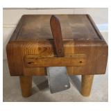 Miniature Wooden Butcher Block & Cleaver