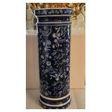 Asian Inspired Blue & White Cylindrical Vase
