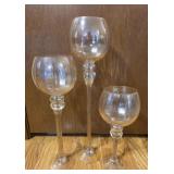 3pc. Elegant Graduated Stem Glass Candle Holders