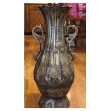 Ornate Metal 2 Handled Vase