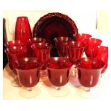 14pc. Ruby Red Dish Set w/ Vase