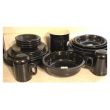 Misc. Black Stoneware Plates, Bowls, Shakers