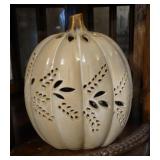 Beige Ceramic Pumpkin Votive Candle Holder