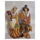 Thanksgiving Harvest Resin Pilgrim Couple Figures