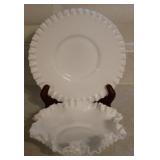 Fenton Hobnail Milk Glass Bowl & Plate