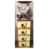 Charming Rooster Dresser w/ Rooster Figurines