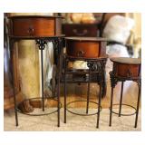Cherry Wood Nesting Plant Stands w/ Drawers