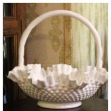 Fenton Hobnail Milk Glass Basket
