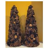 2pc Pinecone & Pumpkin Topiary Trees