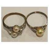 Sz 9/10 Pearl Rings- no markings on bands