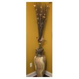 Nolick Style Pottery Floor Vase w/ Foliage