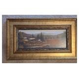 Red Poppy Field Village Landscape Painting