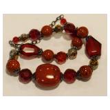 Chunky Red Glass Bead Necklace