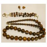 Amber Lucite Necklace, Bracelet & Earrings