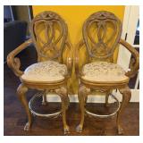 2pc Michael Amini Eden Armed Swivel Bar Stools