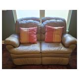 Recliner Loveseat  Faux Leather Couch w/ Pillows