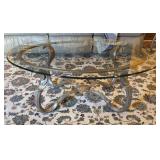 Hollywood Regency Style Glass Top Coffee Table