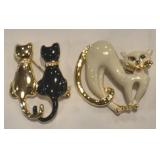 2pc Enamel Cat Brooches