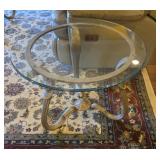 Hollywood Regency Style Glass Top Side Table