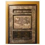 Old World Map Wooden Panel Picture- 44x32