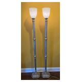 2pc Art Deco Torchiere Floor Lamps