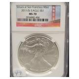 2011-S SILVER EAGLE - NGC: MS 70 - STRUCK AT