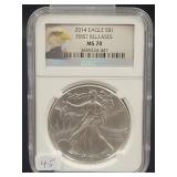 2014 SILVER EAGLE - FIRST RELEASE - NGC: MS70