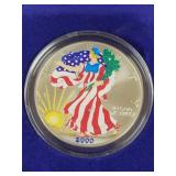2000 SILVER EAGLE - COLORIZED - 99.9% SILVER -