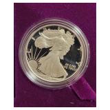 1992-S PROOF SILVER EAGLE - BOX AND COA -