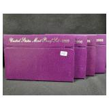 (4) U.S. MINT PROOF SETS: 1989, 1990, 1991, 1993