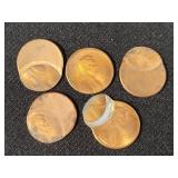 (5) OFF CENTER STRUCK LINCOLN CENTS