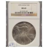 1995 SILVER EAGLE - NGC: MS69 -