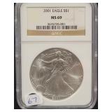2001 SILVER EAGLE - NGC: MS69 -