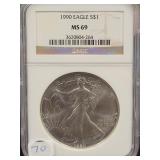 1990 SILVER EAGLE - NGC: MS69 -