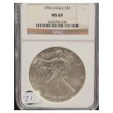 1996 SILVER EAGLE - NGC: MS69 -